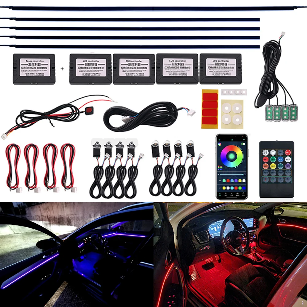 Comprar Tira de luces LED para coche, luces de ambiente RGB, luz sinfónica  musical, Control por aplicación, luces decorativas, luces de ambiente para  coche