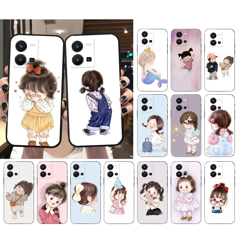

Cute Cartoon Girl Phone Case For VIVO Y53S Y33S Y01 Y11S Y31 Y21 Y70 Y21S Y72 Y35 V27E V23E V21 V23 Pro V21E