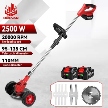 ONEVAN 2500W 20000RPM Electric Lawn Mower Cordless Grass Trimmer Foldable Adjustable Garden Power Tools For Makita18V Battery