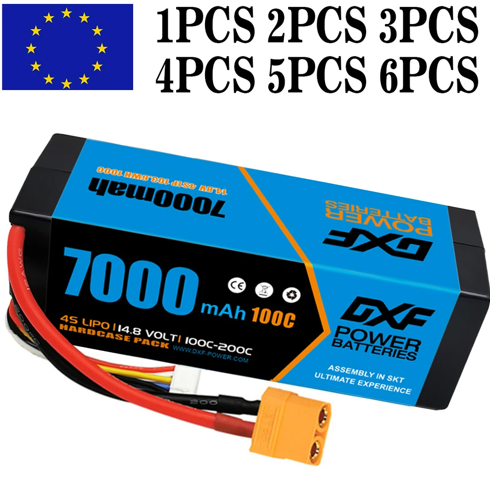 DXF 4S Lipo Battery 14.8V 100C 7000mAh Lipo Battery with XT90 Plug Hardcase Battery For RC Car Boat Truck Airplane UAV RACING