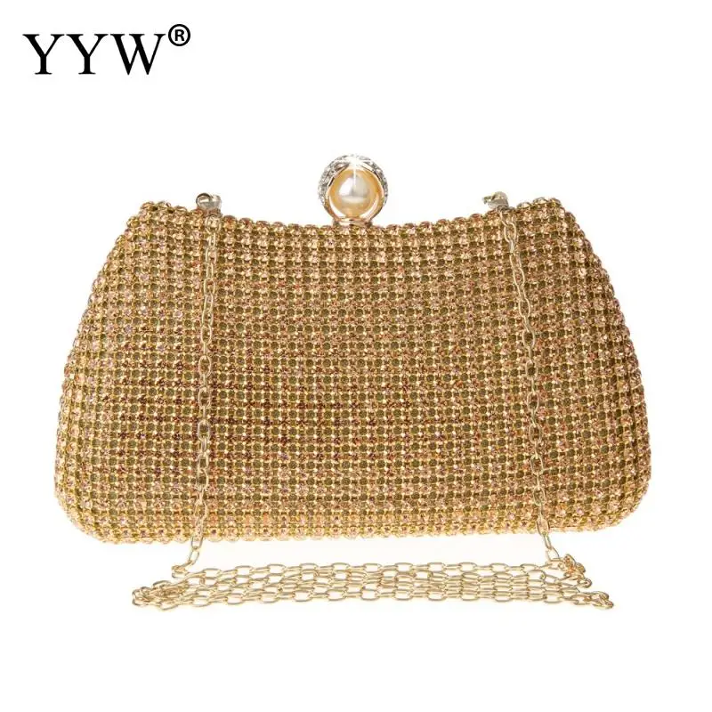 Luxury Lady Golden Rhinestone Bags 2023 Fashion Female Elegant Dinner Purses And Handbags Wedding Party Purse Day Clutches