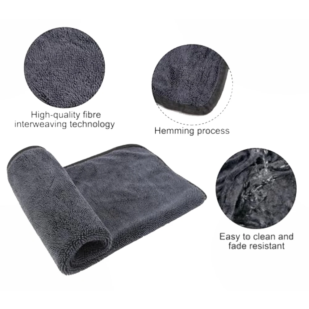 3개입 마이크로화이버 자동차 타월 차량 세척 천 자동차 청소 건조용 초흡수성 자동차 창문 유리 세척 타월 용품 40x60cm