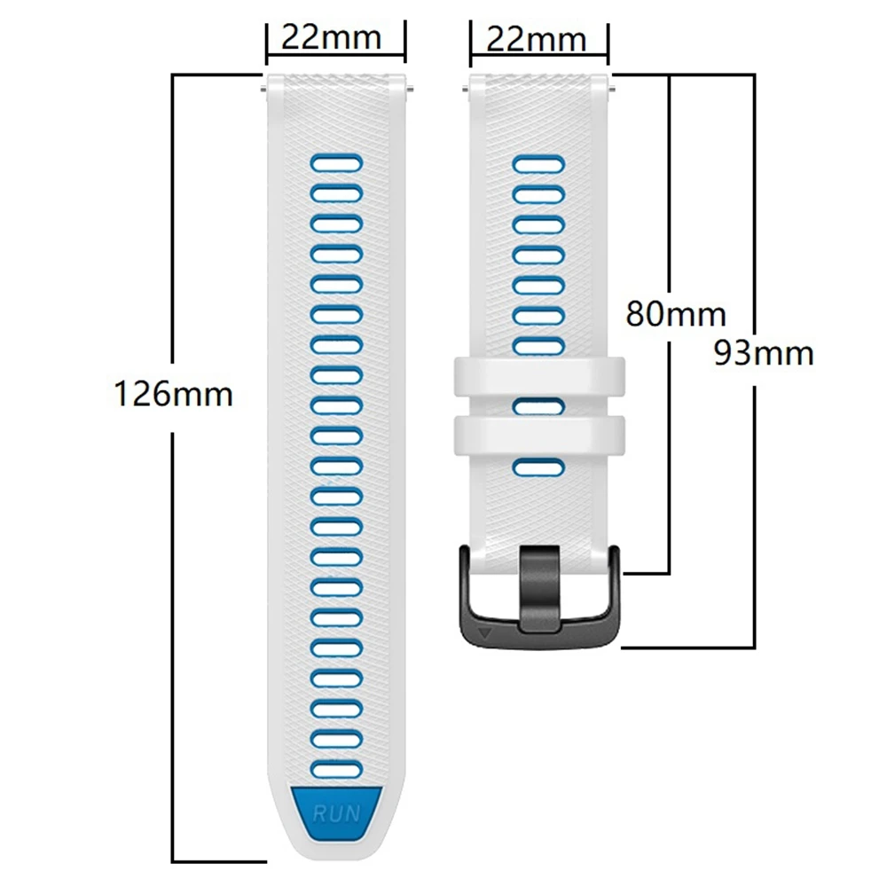 Two-Tone Silicone Watch Strap - 22mm Smartwatch Bracelet Band