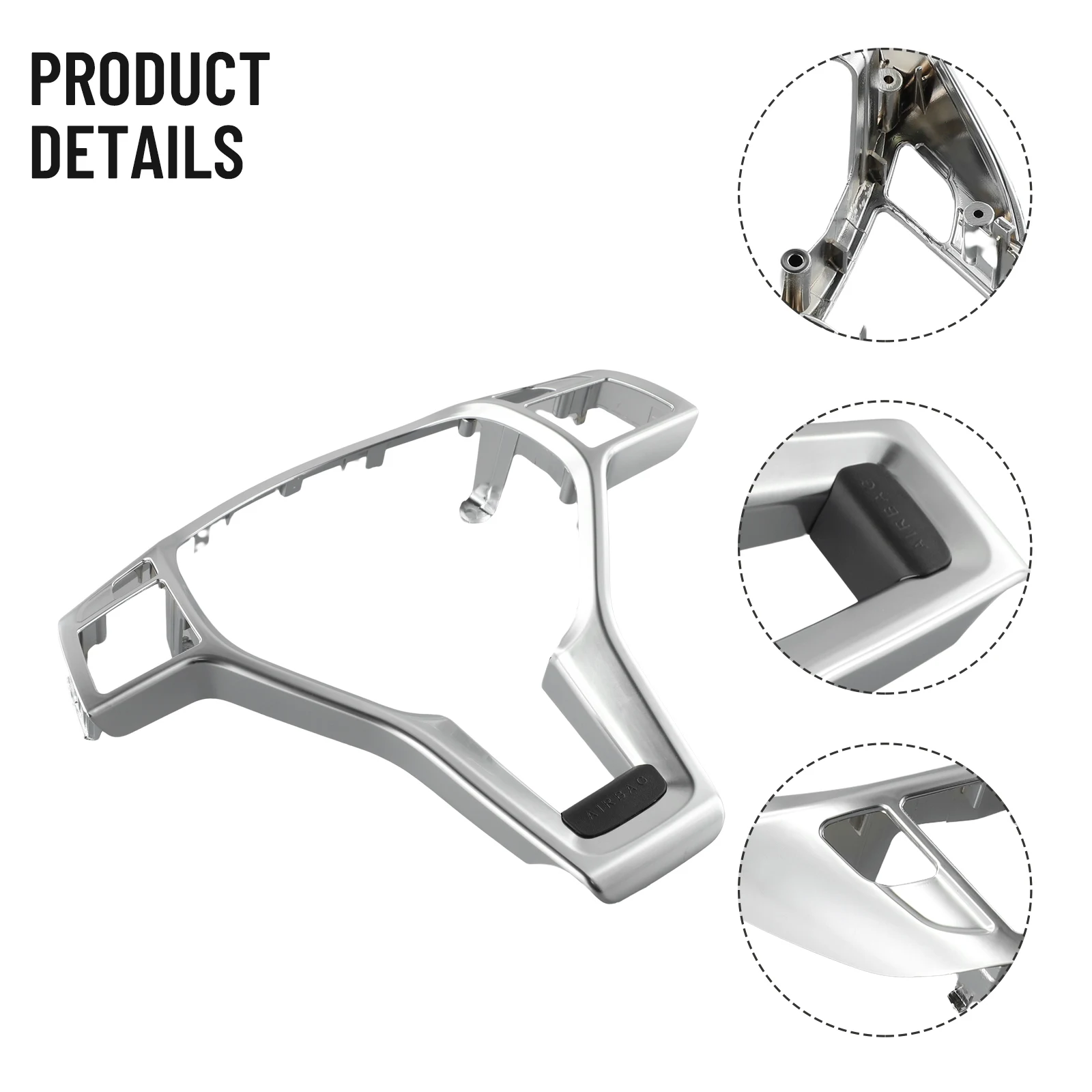 

Vehicle Steering Wheel Trim Cover Silver ABS Plastic For Mercedes For Benz W204 W212 C E CLA 2012-2014 09946400139107 Mouldings