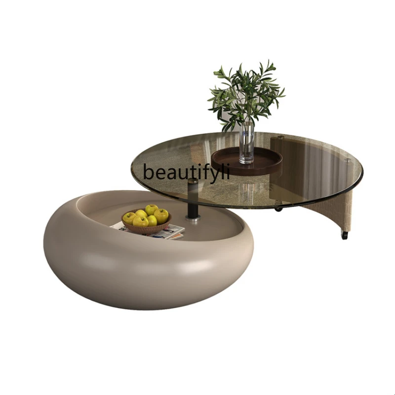 

Living Room Coffee Table Italian Minimalist round Rotating Coffee Table Simple Modern Home