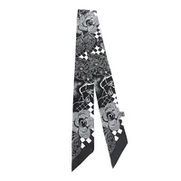 Black White Striped Narrow Long Silk Scarf Bag Tie Lady Neck Skinny Scarves Hairband Foulard Ribbon Headscarf 1