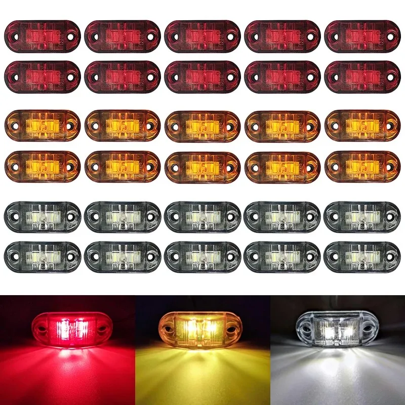 10PCS Oval LED Side Marker Car Lights Universal 12V 24V for Trailer Trucks Caravan Clearance Lamp Surface Mount led marker lights