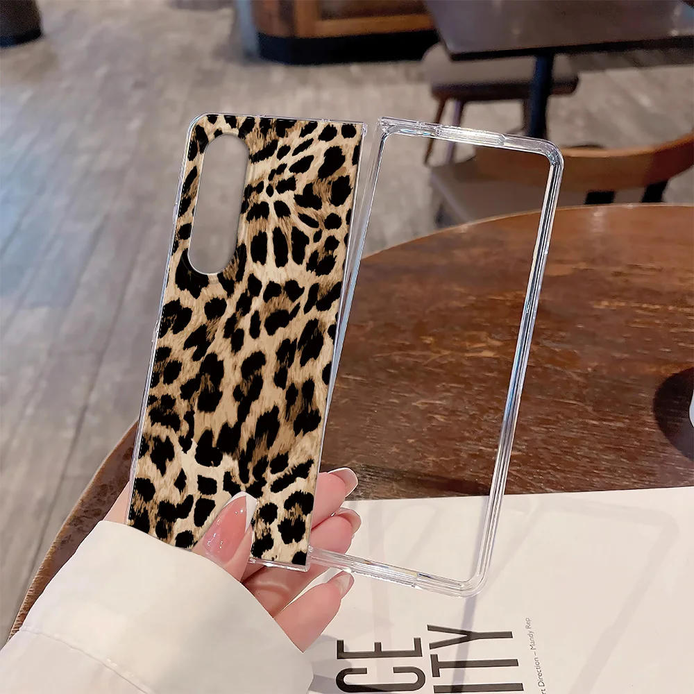 Brown Leopard Print Folding Clear Phone Case Cover