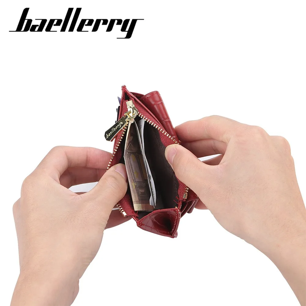 Baellerry Vertical Zipper Wallet for Women Pu Leather Slim Purse with Coin Pocket Fashion 2025