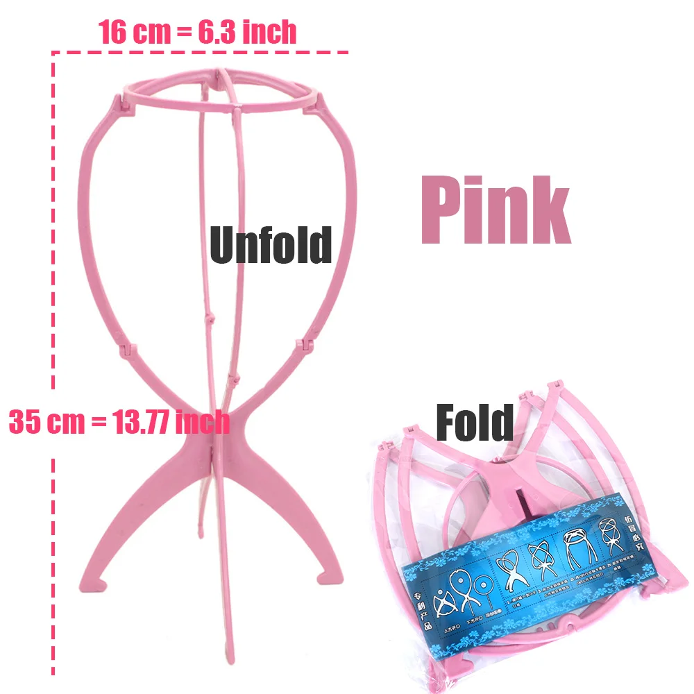Foldable Plastic Wig Stand and Hat Display Mannequin Head Holder, 35x16cm