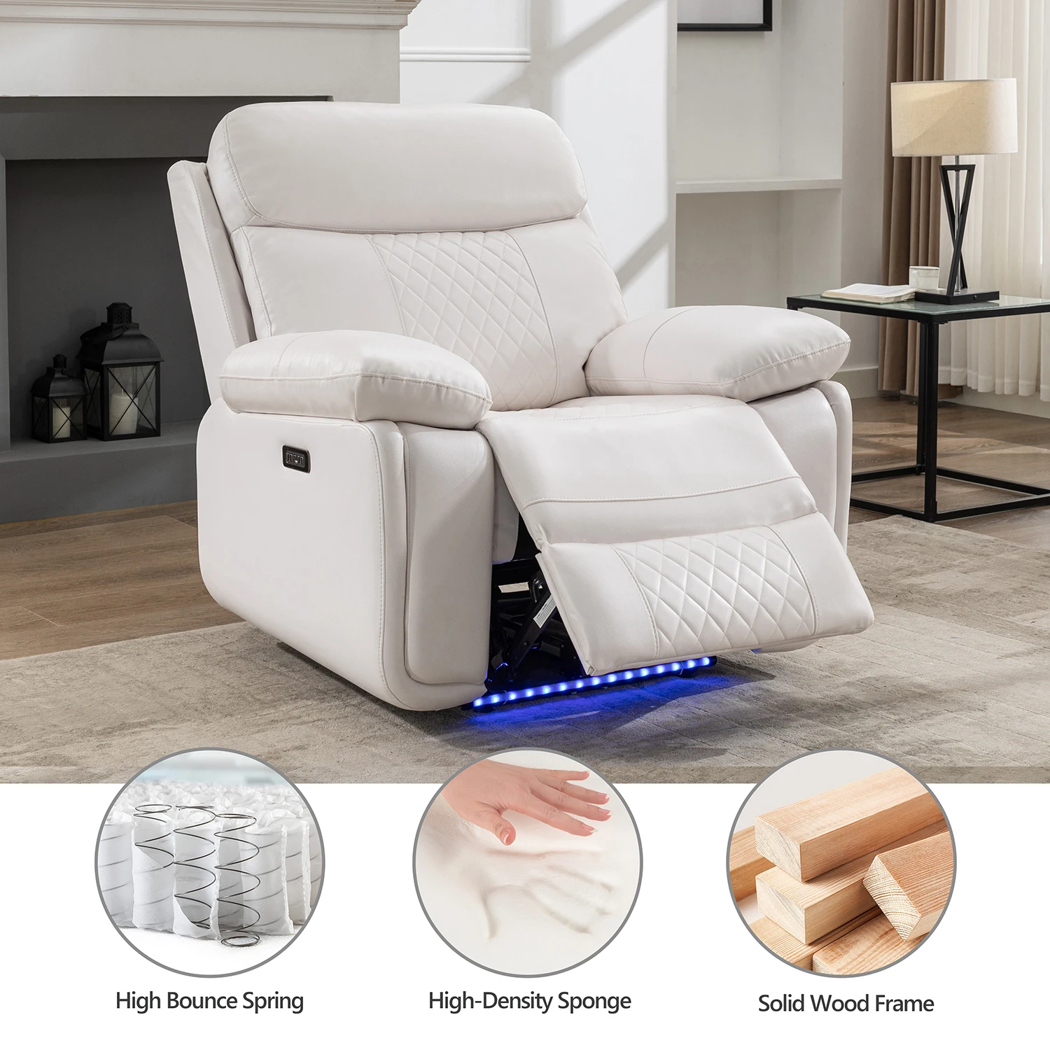 6-Seat Electric Power Recliner Sofa Set With Drop-Off Table, Wireless Charger & Type-C Port, Faux Leather Loveseat With Bass Spe