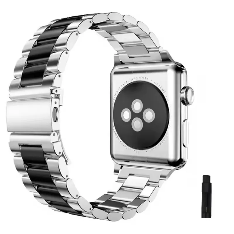 ตัวเลือกสินค้า สายโลหะสีเงินสุดหรูสำหรับ Apple Watch หลายขนาด