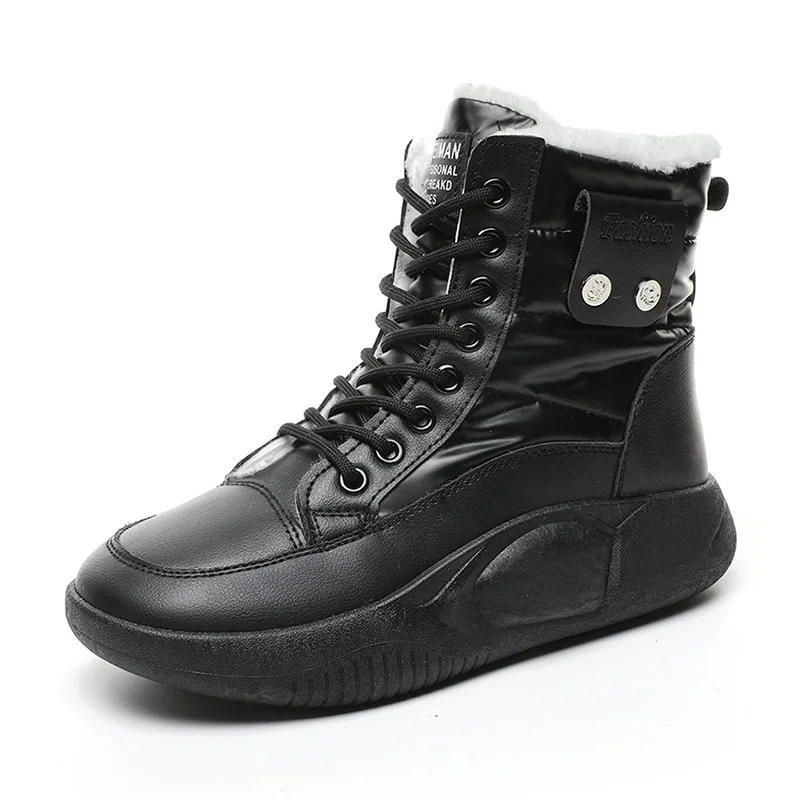 

Women High Top Boots Winter Shoes Lady Thermal Plush Ankle Boots Winter Boots Female Snow Botines 2023 Black Botas Femininas