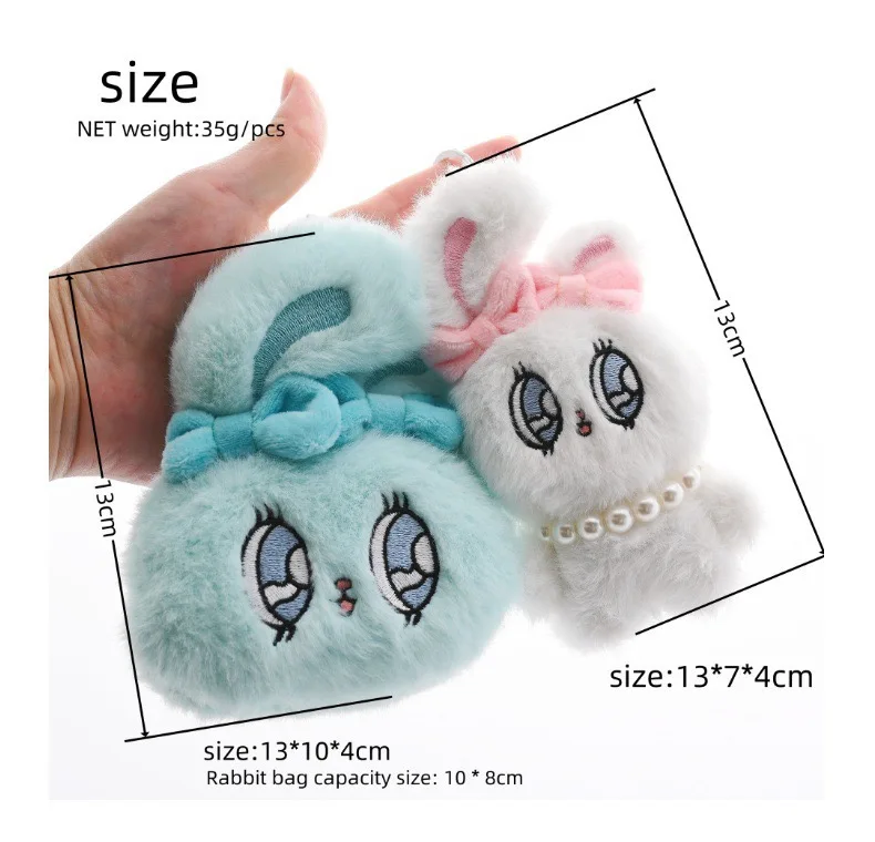 13cm kawaii große Augen Kaninchen Plüsch tier Schatz Bowknot Schlüssel bund schöne Rucksack Geldbörse Tasche Handtasche gefüllt Anhänger Geschenk – Detail 2