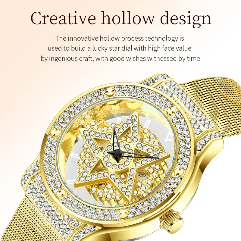 2023 LIGE Luxury Rhinestones Gold Dial Fashion Watches with Stainless Steel Band New Quartz Wristwatches for Women Montre Femme