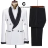 Cenne Des Graoom Men's Suit For Wedding Grooms White Tuxedo Black Shawl Lapel With 4 Button Front Fastening Slim Fit Party Prom 1