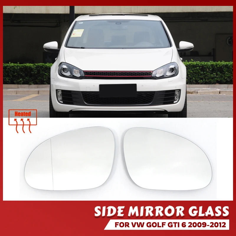 폭스바겐 골프 6 GTI 6 MK6 2009-2013 용 사이드 백미러, 가열 유리, 자동차 문짝 윙 미러 부품 액세서리