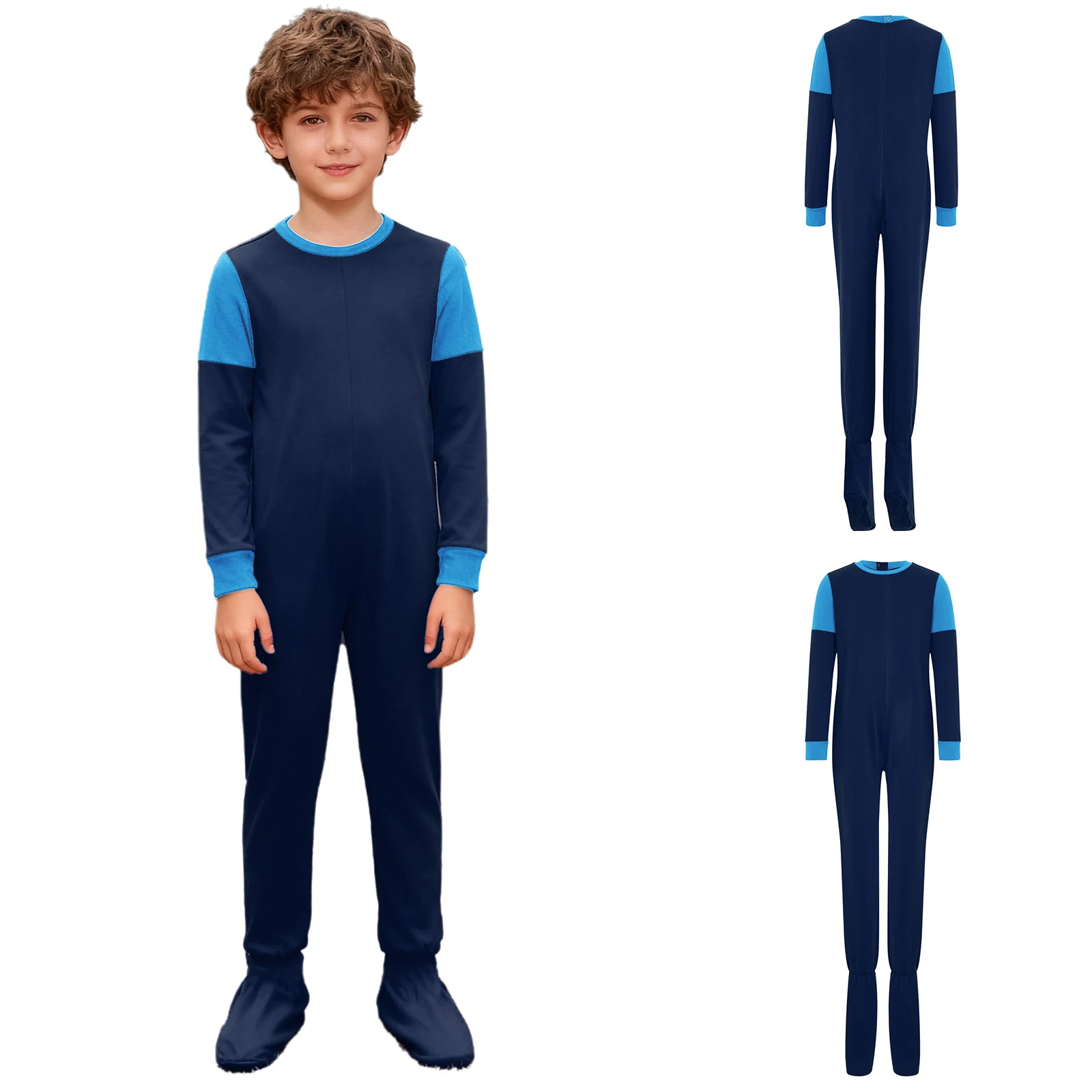 Teenager Jumpsuit Special Needs Adaptive Clothing Kids Boys Girls Footed Jumpsuit Child Long Sleeve Romper Zipper Full Body Suit 6