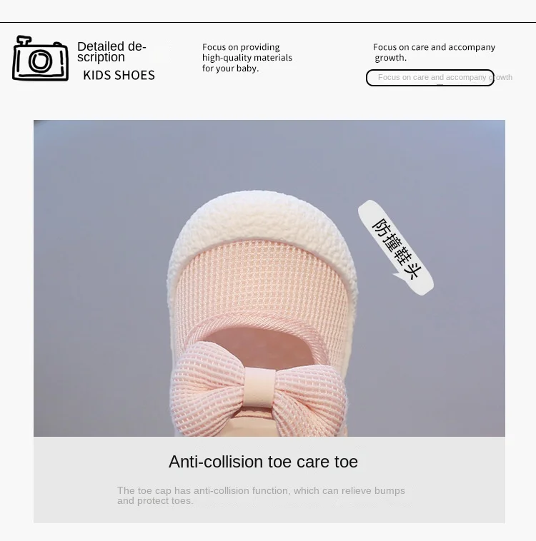 Description Picture 4 of itemKids Shoes Baby Girl Walking Shoes with Breathable and Non Slip Mesh Bow Princess Shoes with Non Slip Soft Soles