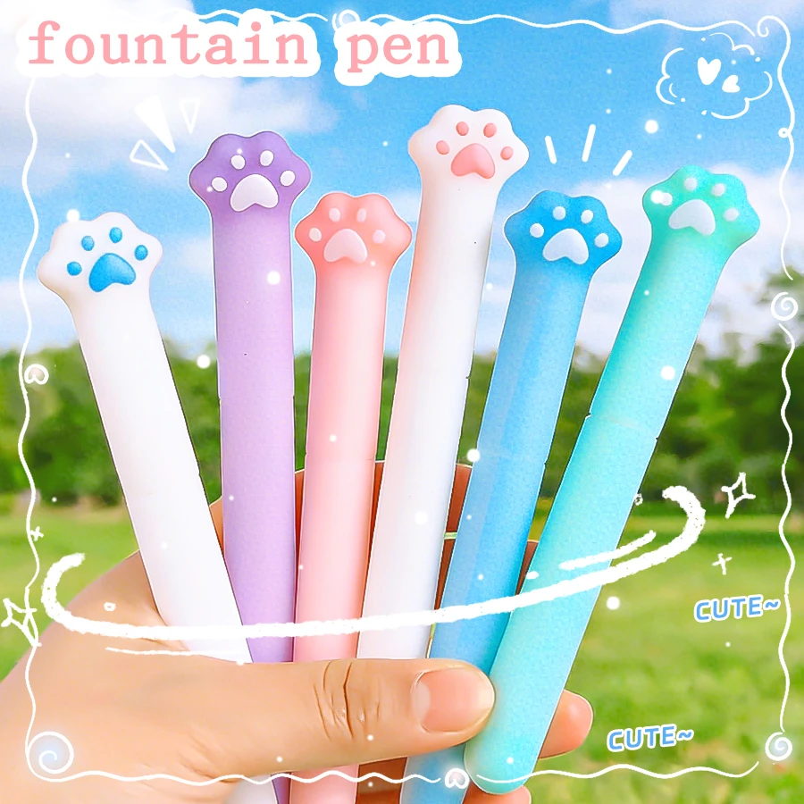 school acsesories cute cat paw ink pen back to school supplies high quality fountain pen Writing Pens office kawaii Stationery