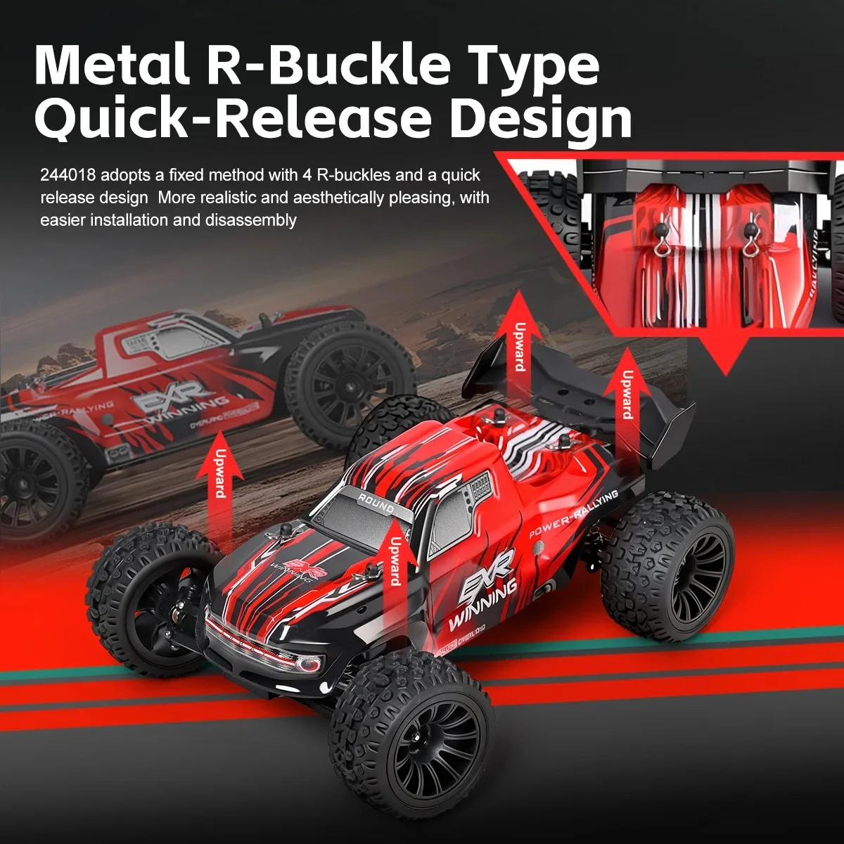 Voiture RC 1:24 2.4GHz Gyroscope 4WD Tout Terrain - Rouge/Vert/Noir/Blanc
