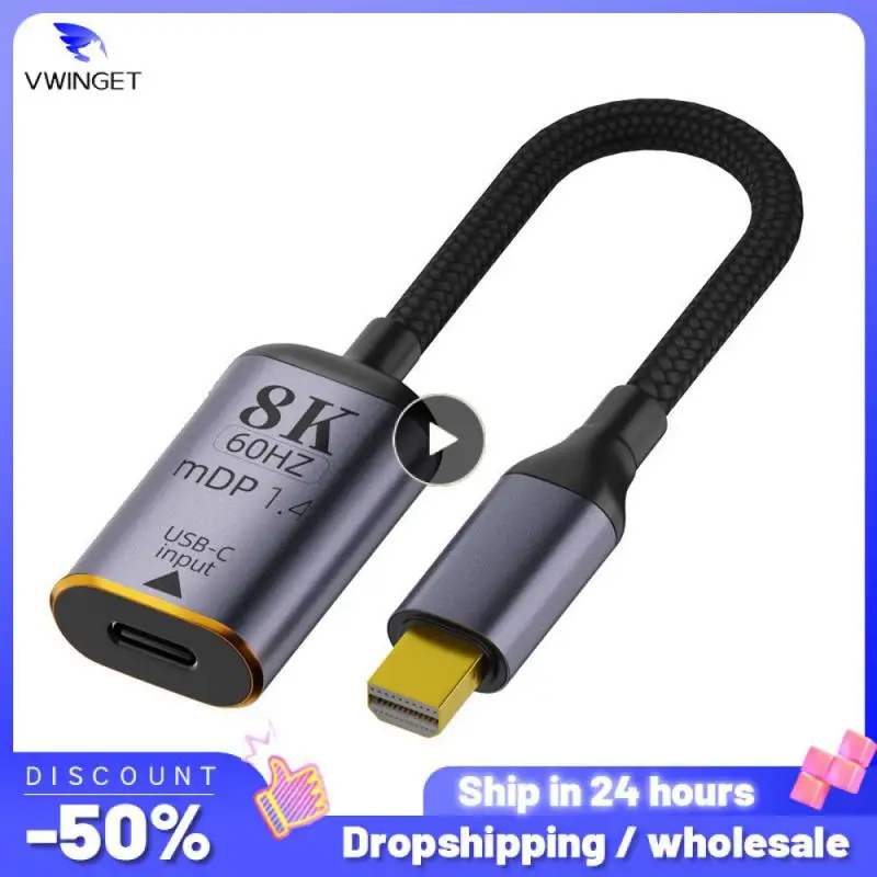 노트북 TV용 프리미엄 HDMI 호환 USB-C 비디오 어댑터, C타입 DP/미니 DP 변환기, 수-암, 8K 60Hz