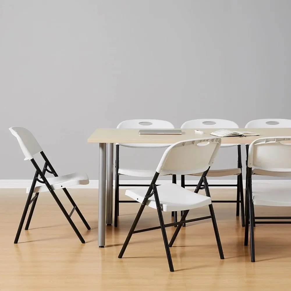 Basics Folding Plastic Chair with 350-Pound Capacity - 6-Pack, White，Conference Chair, party folding chair outdoor chair, 3
