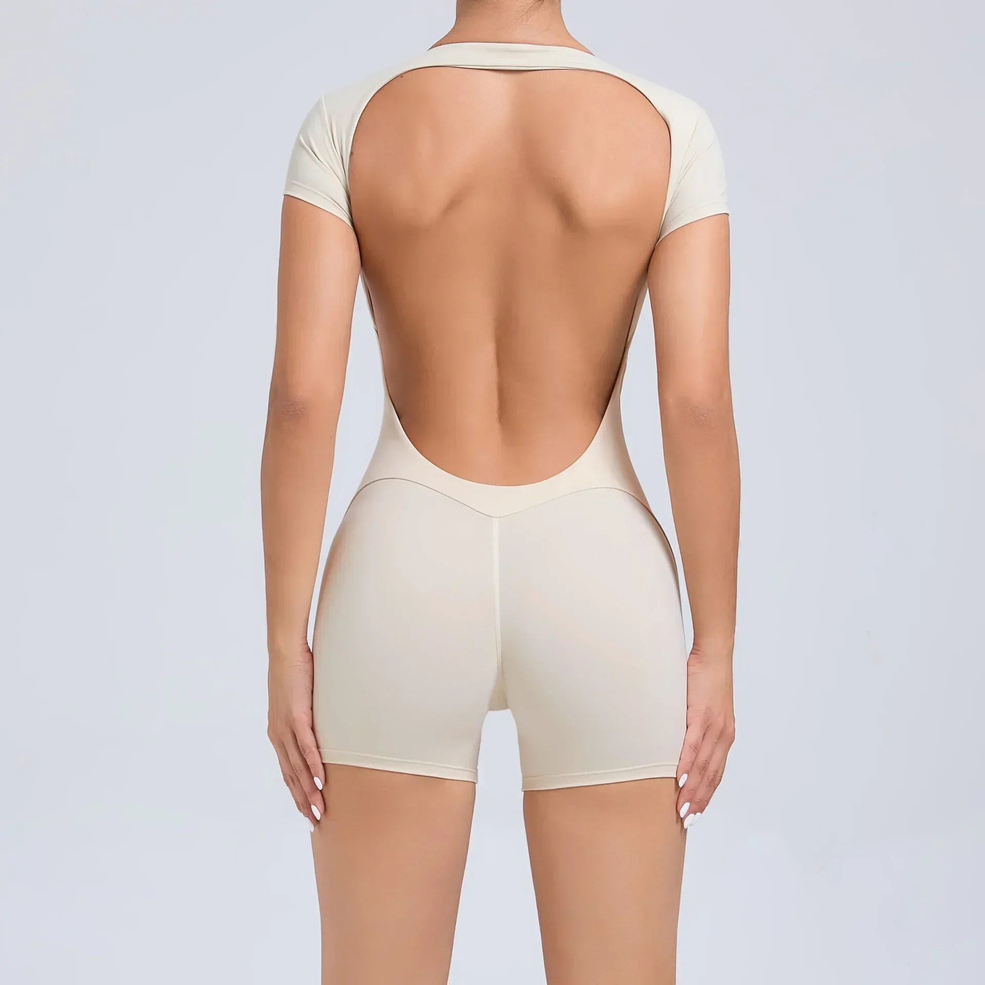 Seamless Yoga Jumpsuits Sports Fitness Hip-lifting Short-sleeved Backless One-piece Workout Gym Leggings Tracksutis for Women 4