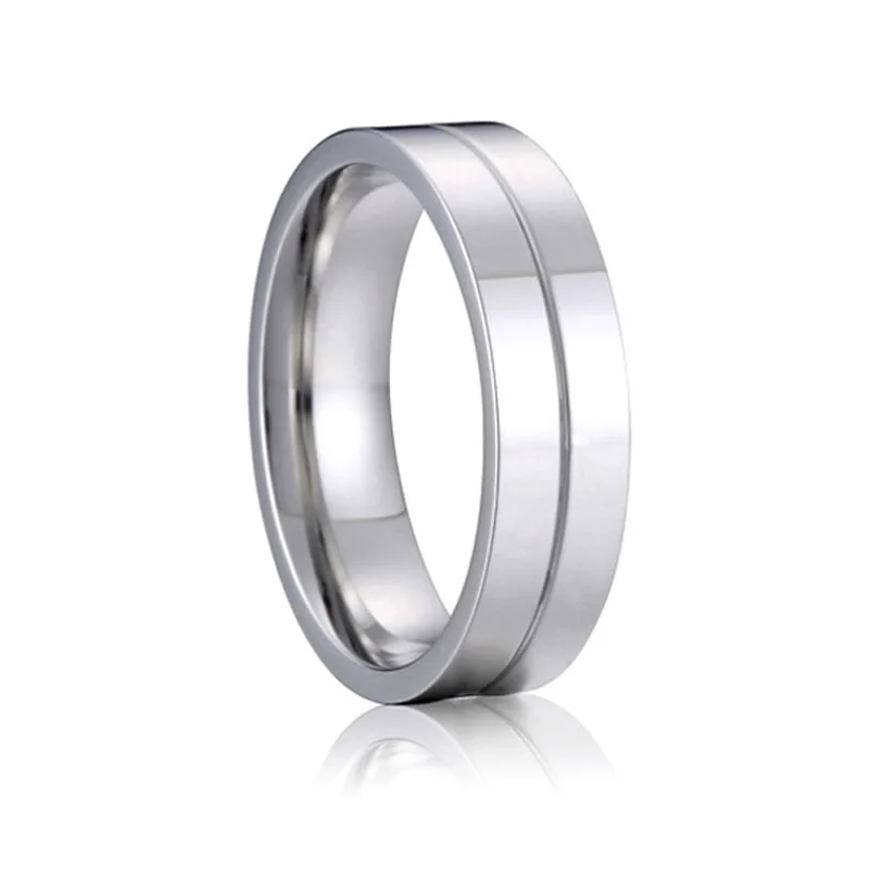 6mm Titanium Steel CZ Couple's Ring Set – Silver, Sizes 6-13, Fashion Wedding Band