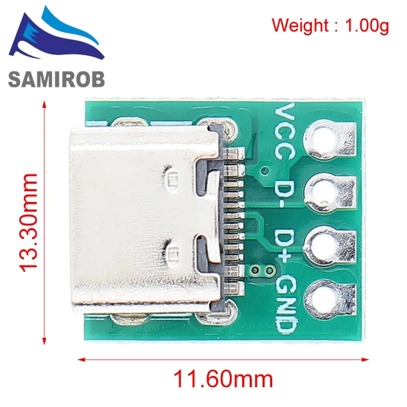 SAMIROB 1/5/10 Stück USB 3.1 Typ C Stecker 16 Pin Test PCB Board Adapter 16P Stecker Buchse für Datenleitung Draht Kabelübertragung
