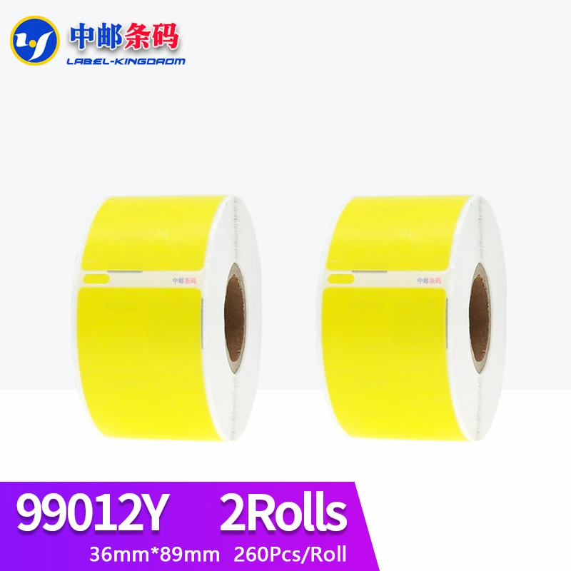 

2 Rolls Yellow Color Generic Dymo 99012 Label 36*89mm 260Pcs Compatible for LW400 LW450 LW450Turbo 4XL Thermal Printer