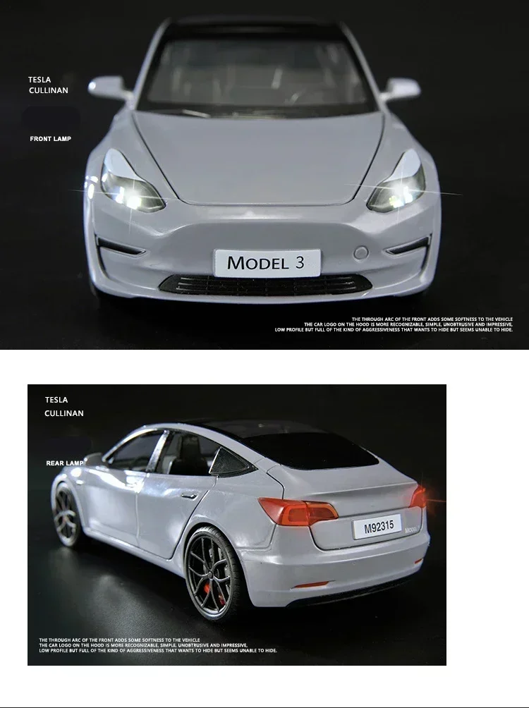 1:24 Model 3 Diecast Car with Lights & Sound