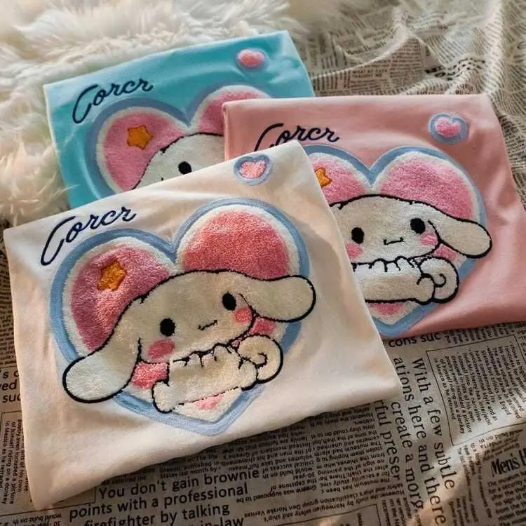 Sanrio Cinnamon Mid Length Short Sleeve Tshirt 2022 Summer Girls Boys