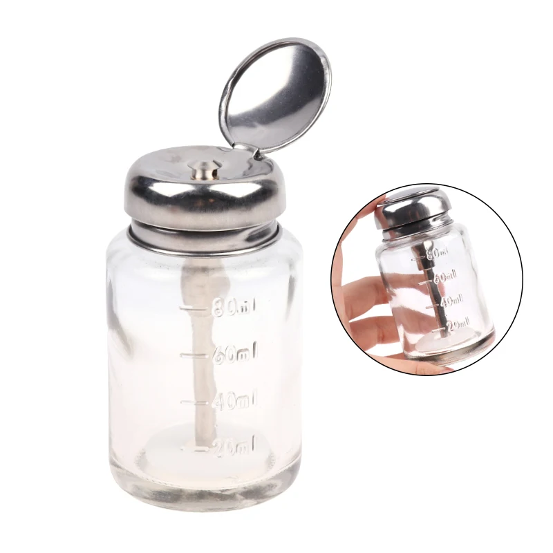 

100ml Dispenser Pump Bottle Nail Polish Down Push Remover Bottles Empty Pumping Jar Airless Press Manicure Clear Liquid Makeup