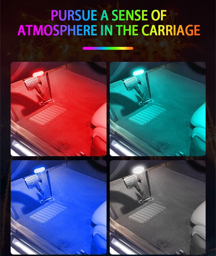 High Brightness LED car light USB Charging Car Interior Lighting Magic Sticker Ambient Lamp With Strobe Mode For Multi-color