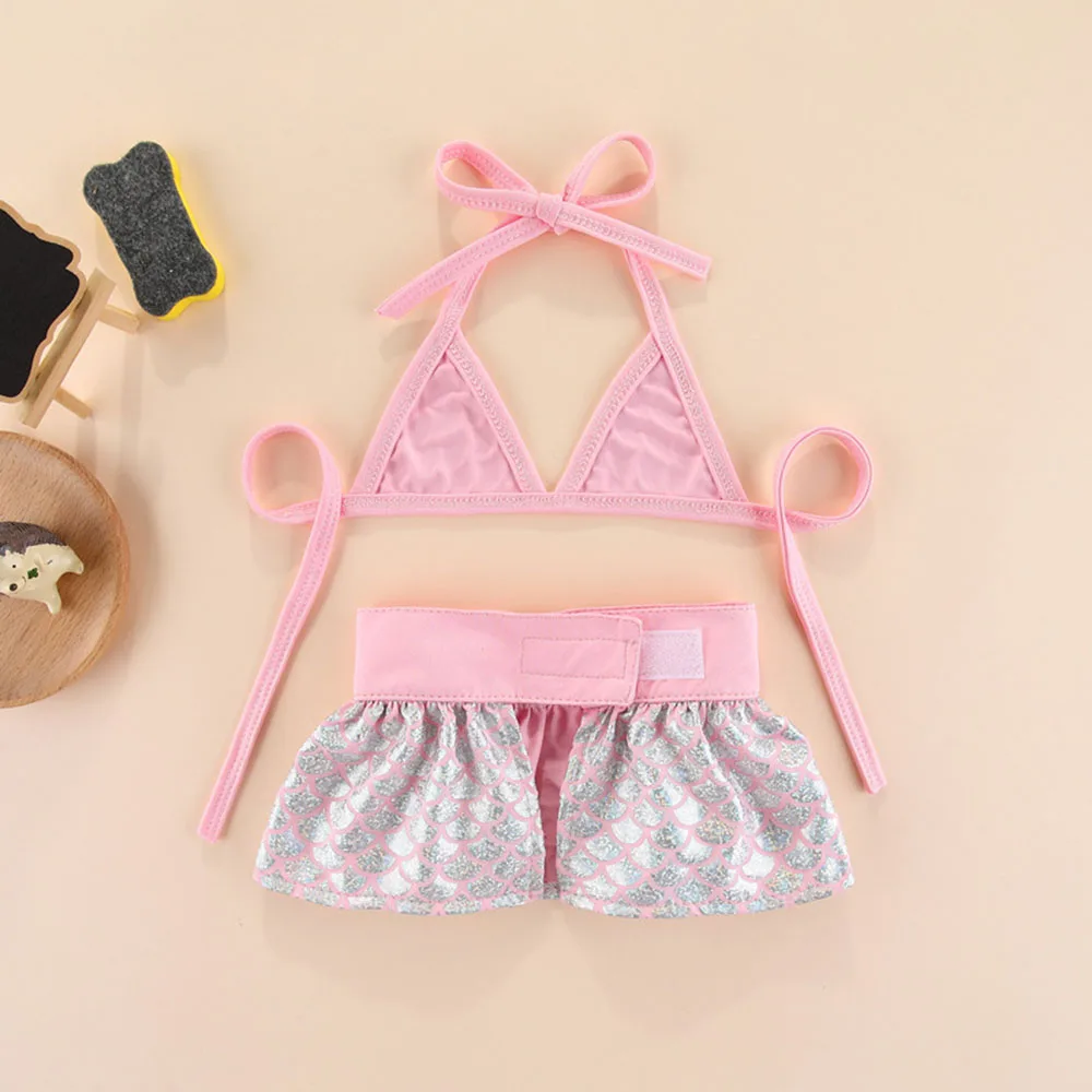 Pet Summer Clothes Puppy Dog Sexy Bikini Set Outdoor Beach Dog Cat Mermaid Swimsuit Adjustable Strap Bra and Skirt for Small
