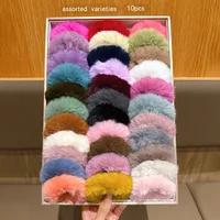 Anneaux de cheveux en peluche sélectionnés au hasard, simples et polyvalents, 10 couleurs, adaptés à un usage quotidien d'accessoires pour cheveux 2