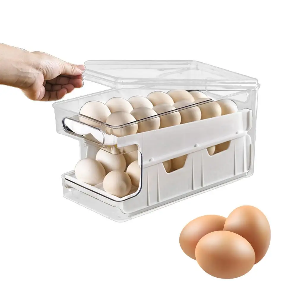Portauova automatico a doppio strato con rullo per uova per frigorifero  porta laterale cucina controsoffitto scatola portauova Anti-goccia -  AliExpress