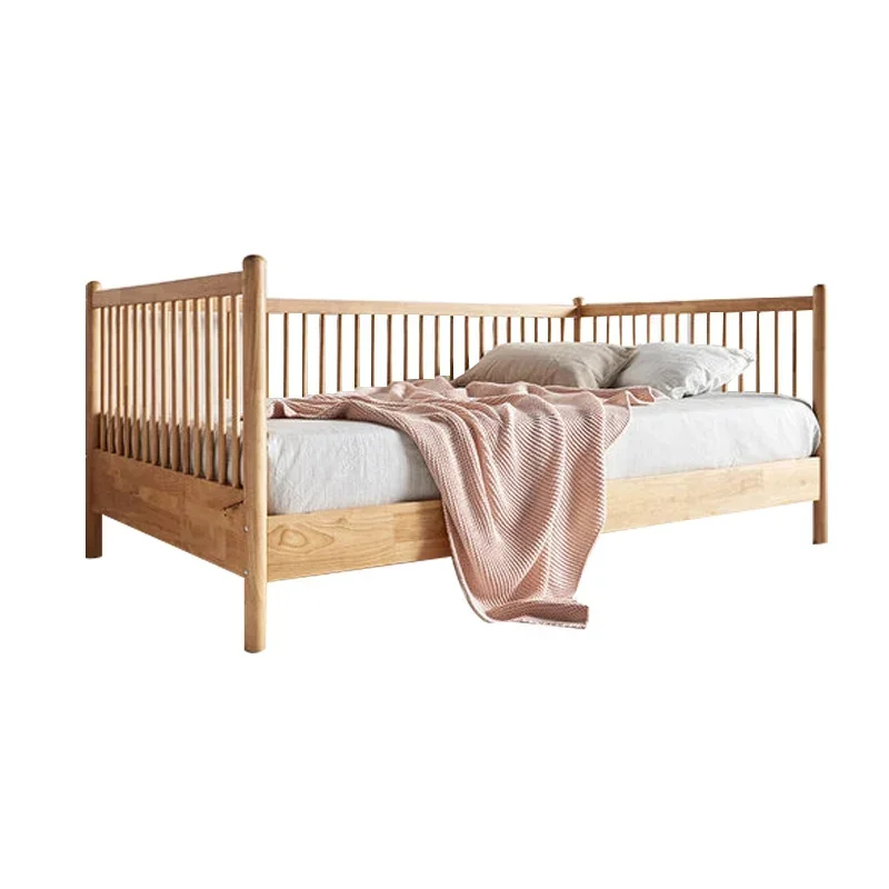 Simple Beech Children Beds for Living Room Kids Spliced Large Bed with Guardrails Child Bed Nordic Light Luxury for Children