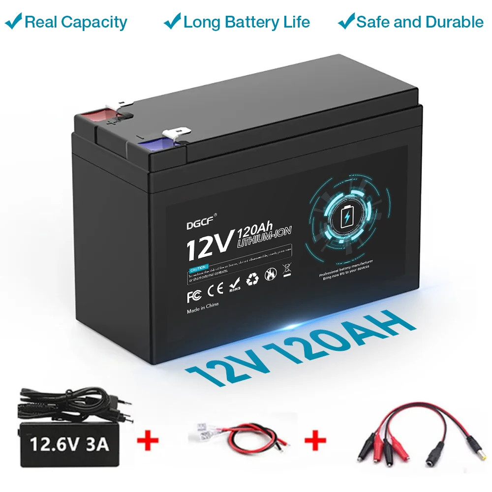 

12V 45Ah 50Ah 100Ah 120Ah lithium Battery Pack Lithium Iron Phosphate Batteries Built-in BMS For Solar Boat With 12.6V Charger