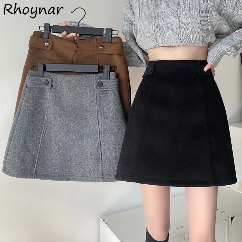 

Мини-юбки женские простые шикарные с высокой талией нежные винтажные в Корейском стиле осенние студенческие элегантные милые повседневные универсальные юбки