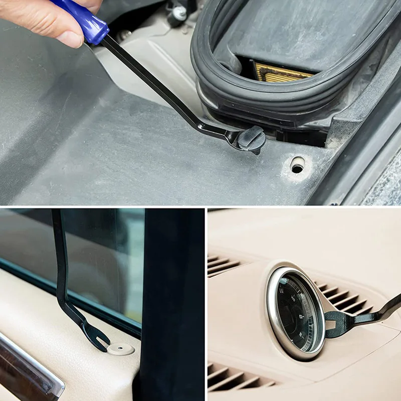 Kit Rimozione Finiture Auto 7 Pezzi – Cacciavite 6 Pollici, Pinza Per Clip E 5 Leve In Plastica, Colore Rosso