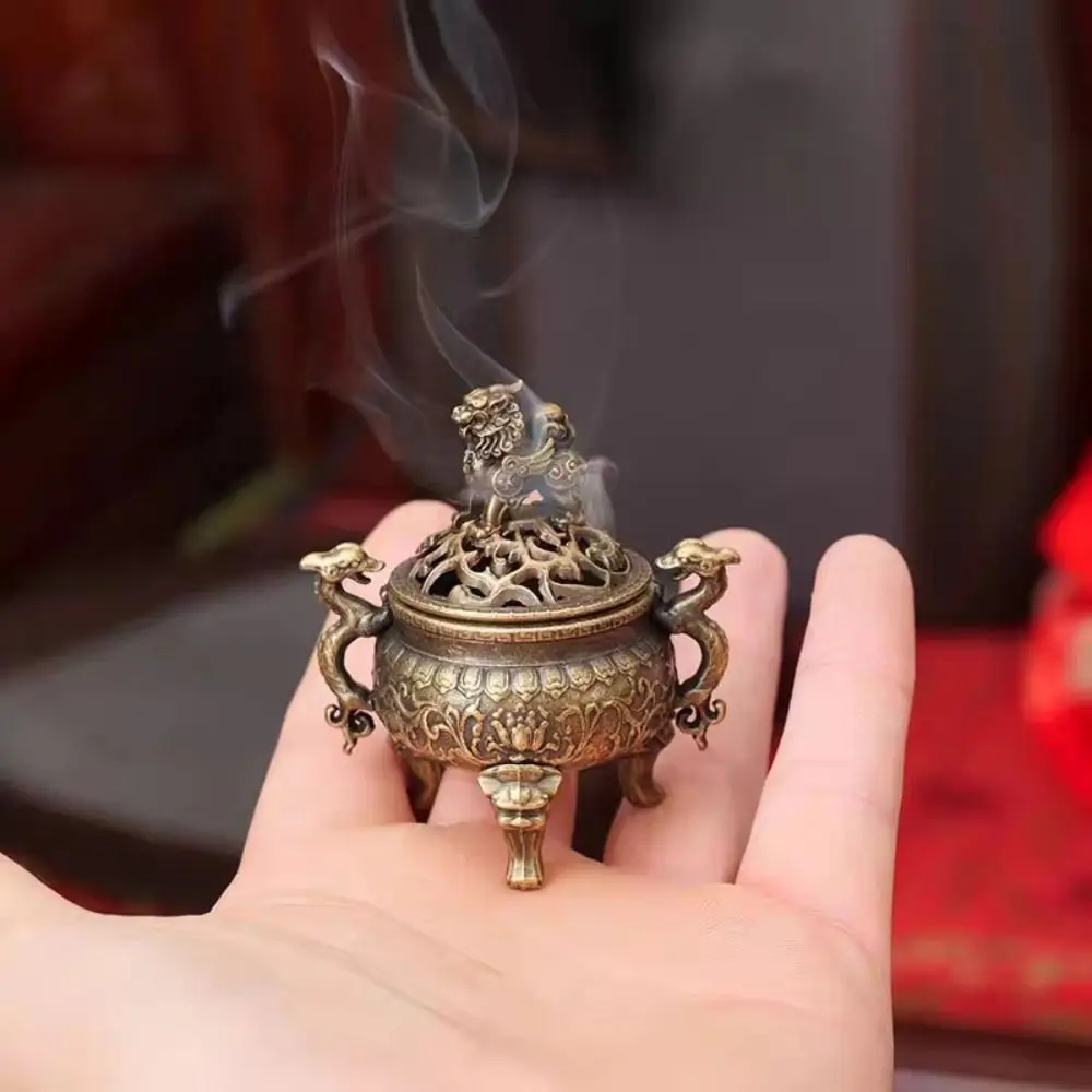 Alloy Incense Burner Animal Foot Plate Mini Sandalwood Incense Burner Hollow Out Three Legged Stove Tea Ceremony Home Decoration