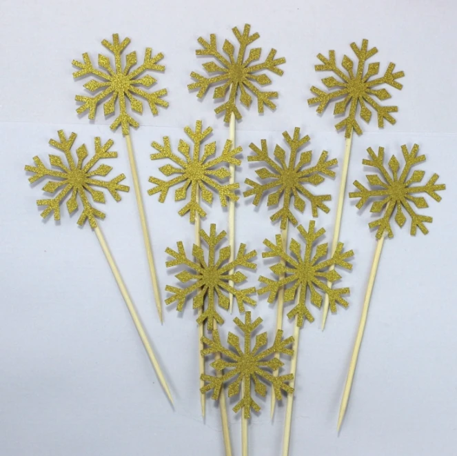 Snowflake Cupcake Toppers 10 Pcs Baby Girl Frozen Birthday Party Decoration Kids Christmas Cake Supplies Accessories party decorations birthday party supplies cake topper cake toppers cupcake supplies