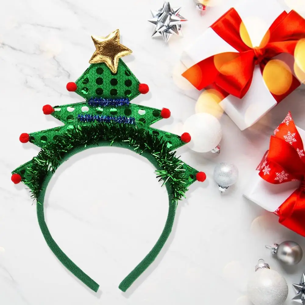 Christmas Headband Lightweight Christmas Hairband Bright Color Performance Props Exquisite Tree Hair Hoop Costume