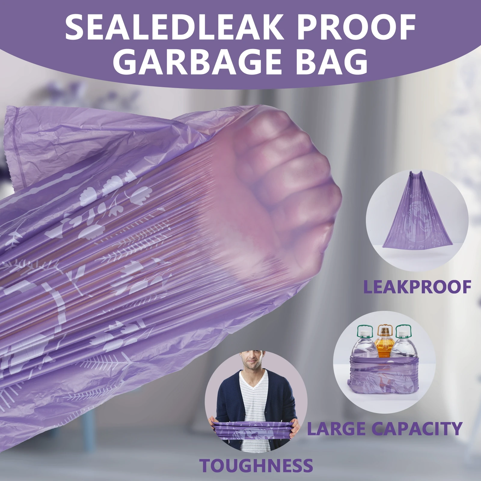 Thick Hand-Held Garbage Bag Household Large Plastic Tear-Free Drawstring Kitchen Waste Deodorization Mosquito Proof 4