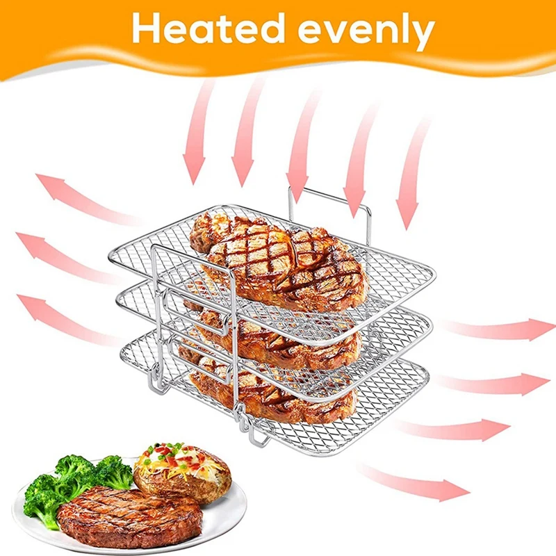 Air Fryer Rack For Ninja Air Fryer Multi-Layer Double Basket Air Fryer Stainless Steel Grilling Rack Cooking Easy To Use