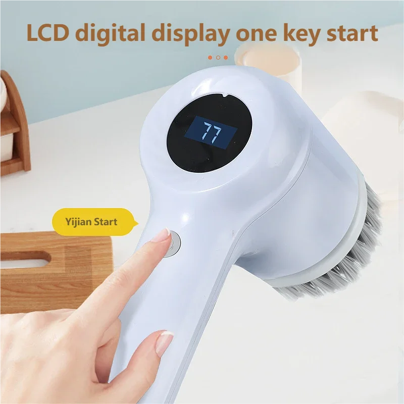 Electric Spin Scrubber Cordless Cleaning Brush with 5 Replaceable Heads