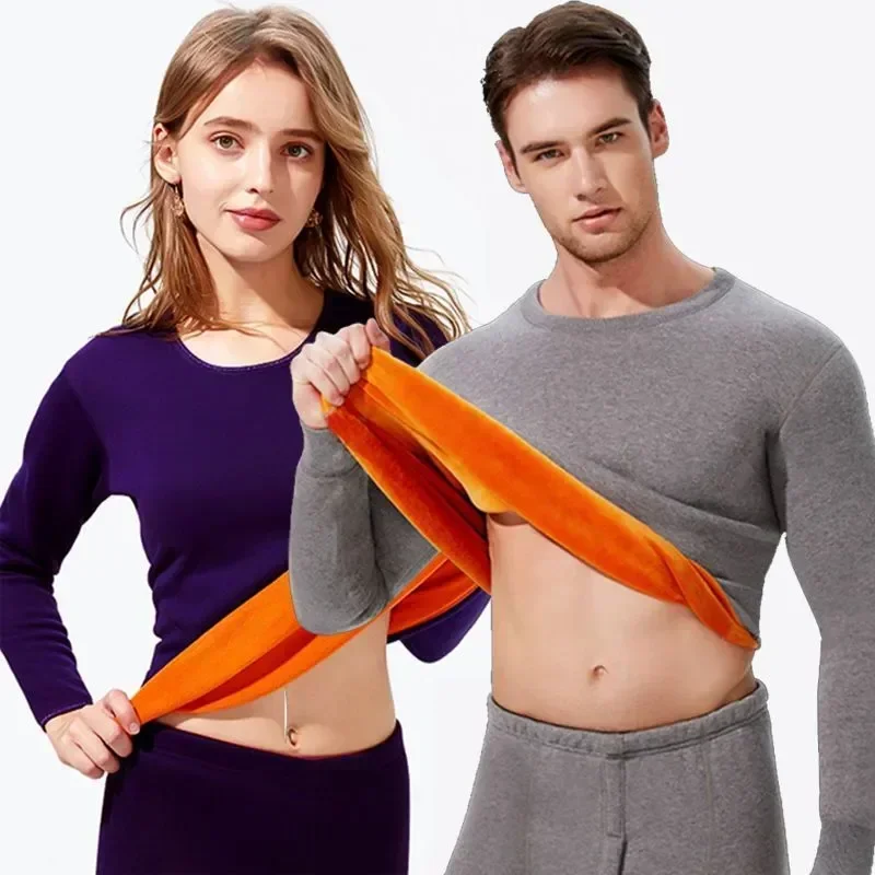 

Sleeve Tops Thicken Super Neck Soft Thermal Fleece Winter Set Men Underwear Johns Suit Leggings Long Homewear