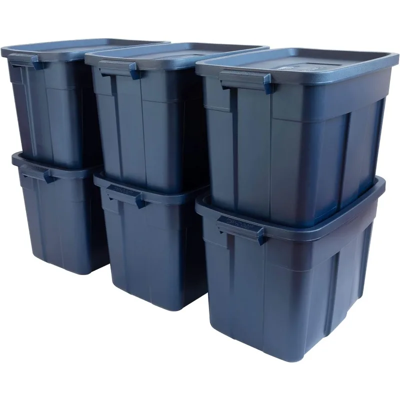 

Roughneck️ Storage Totes, Durable Stackable Containers, Great for Garage Storage, Moving Boxes, and More, 18 Gal - 6 Pack